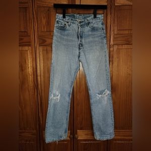 LEVI 501 BUTTON FLY JEANS - VINTAGE DISTRESSED